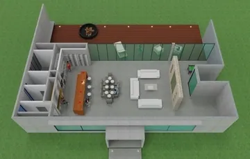 Planta del quincho moderno con distribución eficiente